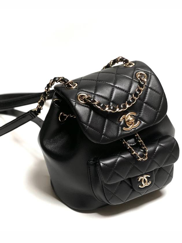 Small Backpack Calfskin Gold Metal Black Chanel