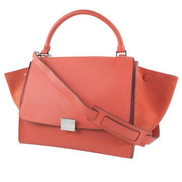 CELINE Handbag 169543 Calfskin, suede Red 2WAY bag Trapeze Women New 1:1