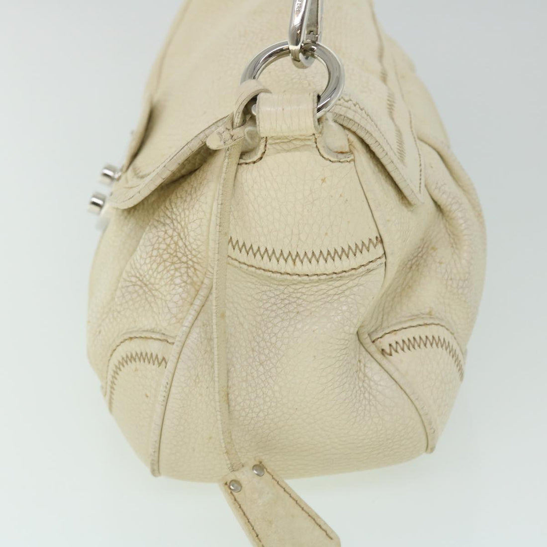 PRADA Hand Bag Leather White Auth 52245
