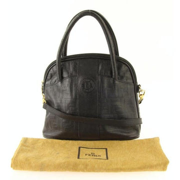 Fendi Black Zucca Print Embossed Leather Two Way Satchel with Removable Strap
