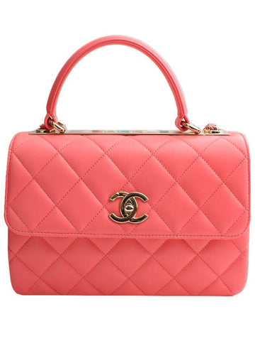 Trendy CC Neon Coral Small Tote and Crossbody Bag Chanel
