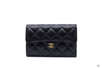 Top Quality Chanel AP0232Y01864 Classic Flap Wallet Black / C3906 Caviar Short Wallet Ghw