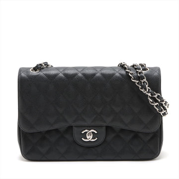 New 1:1 Rep Top Quality Chanel DECAMATRASSE 30  Caviar S Double Flap Double Chain Bag Black Silver  15th A58600