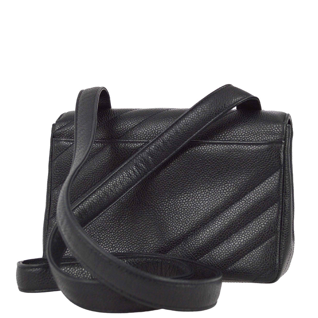 Top Quality Chanel * 1994-1996 Black Caviar Mini Straight Flap Shoulder Bag
