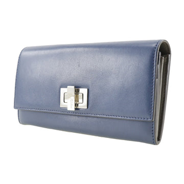 FENDI Long Wallet Purse 8M0377 Calfskin Navy Peekaboo Women
