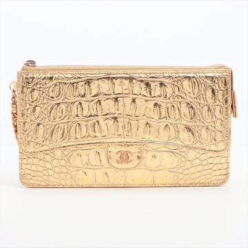New 1:1 Rep Top Quality Chanel Coco Crocodile Press Wallet Gold Gold  28th