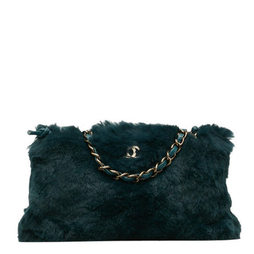 New 1:1 Rep Top Quality Chanel Chain Shoulder Bag in Rabbit Fur Green