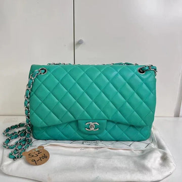 Top Quality Chanel Timeless/Classique Handbag Leather Green Plain WD6-26