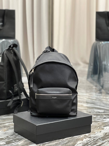 Yves Saint Laurent City Backpack In Canvas Unisex  13.8in/35cm Black