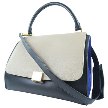 CELINE Handbag Calfskin, suede Black / blue / beige 2WAYShoulder Trapeze Women New 1:1