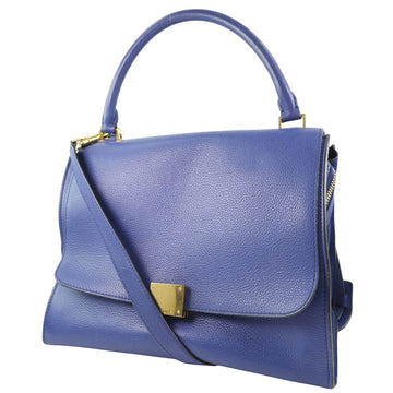 CELINE Handbag Calfskin Blue 2WAYShoulder Trapeze Women New 1:1