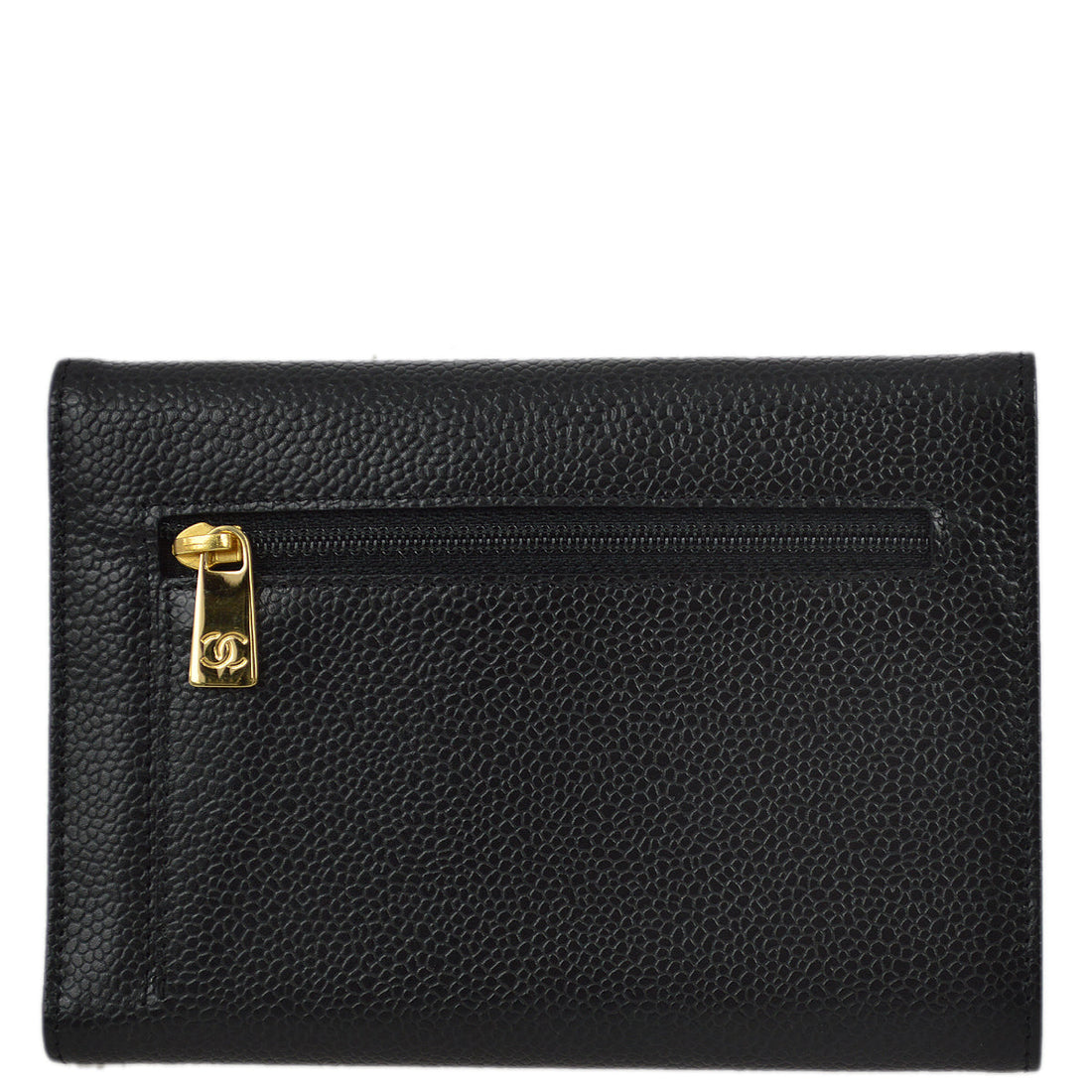 Top Quality Chanel 2005-2006 Black Caviar Timeless Trifold Wallet