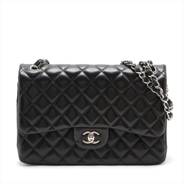 New 1:1 Rep Top Quality Chanel Decamatrasse 30 Double Flap Chain Bag Black Silver Lambskin A58600