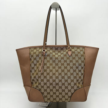 GUCCI Monogram Medium Bree Zippered Tote Beige Tabacco LA9849
