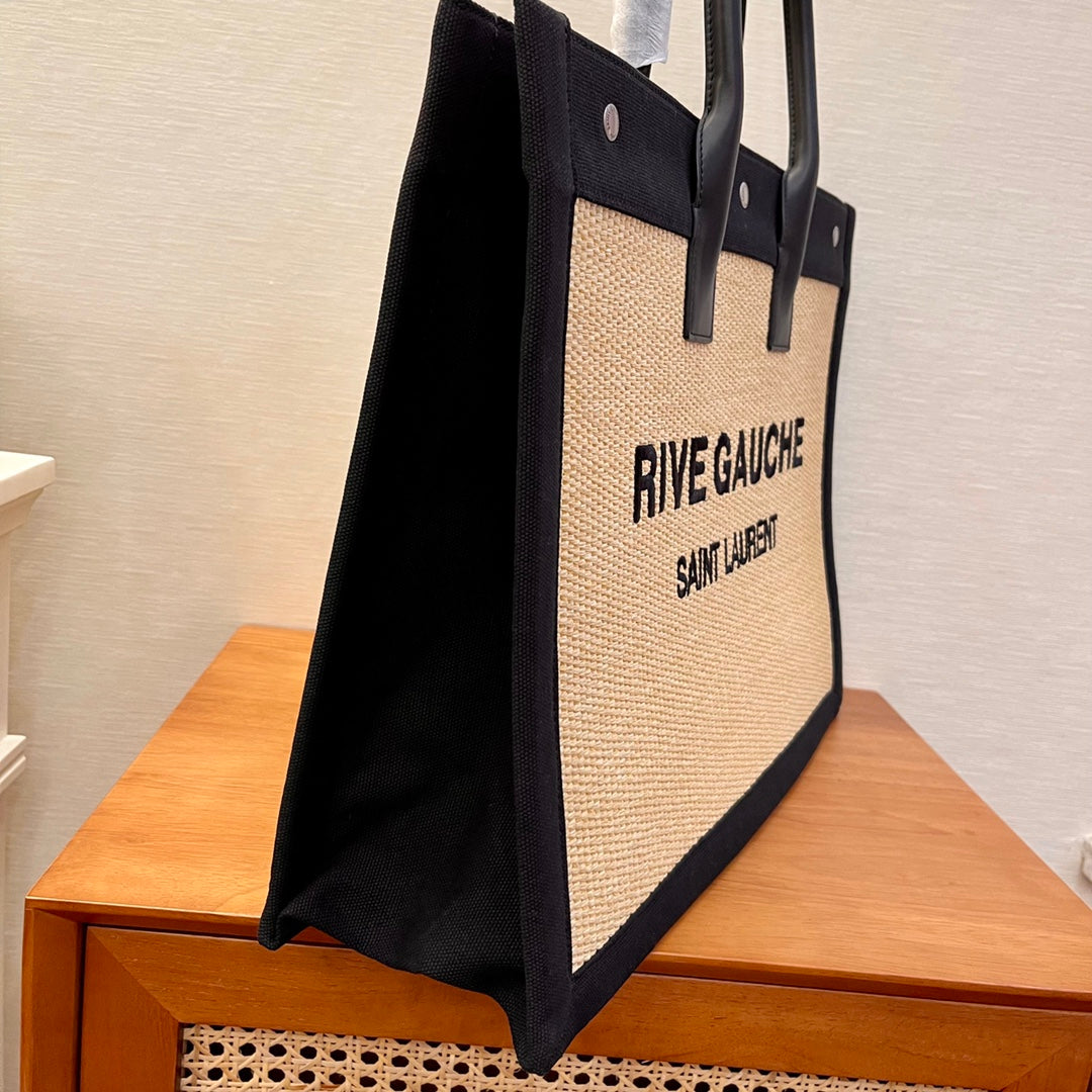 Yves Saint Laurent Rive Gauche Tote Bag In Raffia