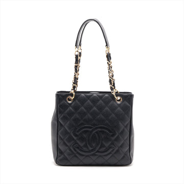 New 1:1 Rep Top Quality Chanel PST Caviar S Tote Top Bag Black Gold  8th