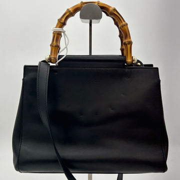 GUCCI Nappa Bamboo Medium Nymphaea Top Handle Black LA17968