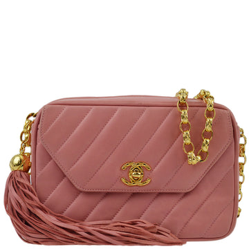 New 1:1 Rep Top Quality Chanel Pink Lambskin Fringe Camera Bag Mini