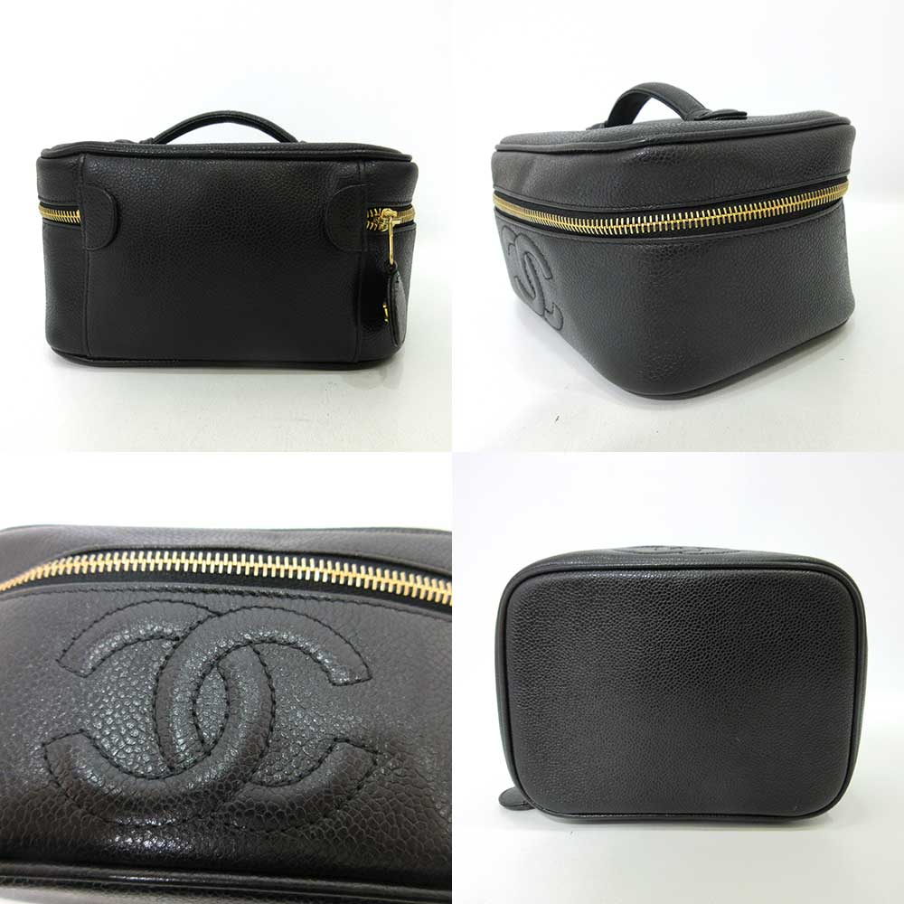 Top Quality Chanel Caviar Vanity Bag Black Gold A01997