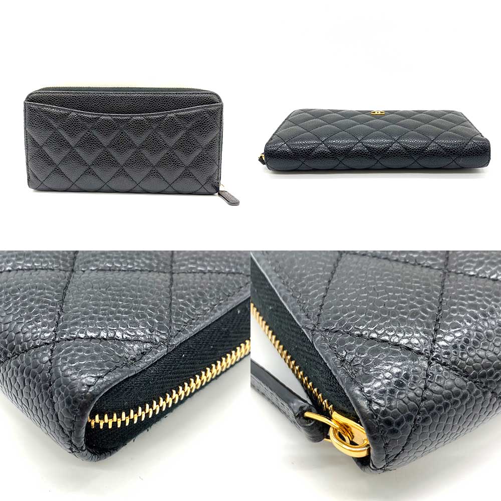 Top Quality Chanel Classic Caviar Leather Long Wallet Black