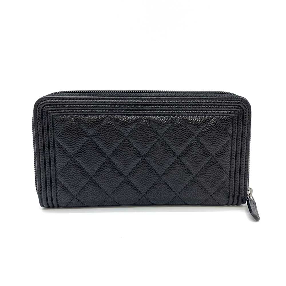 Top Quality Chanel Boy Long Wallet Caviar Leather Black