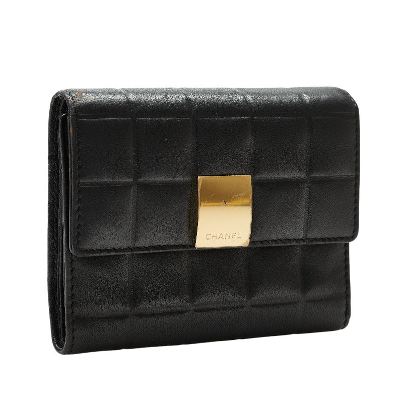 New 1:1 Rep Top Quality Chanel Chocolate Bar Three Folded Wallet Black Leather Lady Chanel