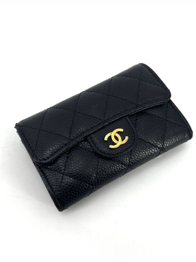 Classic caviar gold flap card wallet Chanel