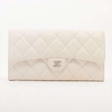 New 1:1 Rep Top Quality Chanel Matrasse Caviar S Wallet White Silver Gold