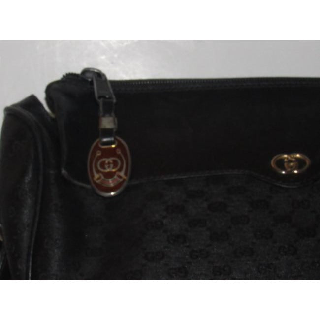 Gucci  Black Crossbody Shoulder Bag Small G Logo Print Coated Canvas Leather