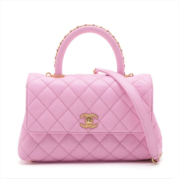 New 1:1 Rep Top Quality Chanel Coco Handle 24 XS Caviar S 2WAY Handbag Pink Gold  A92990