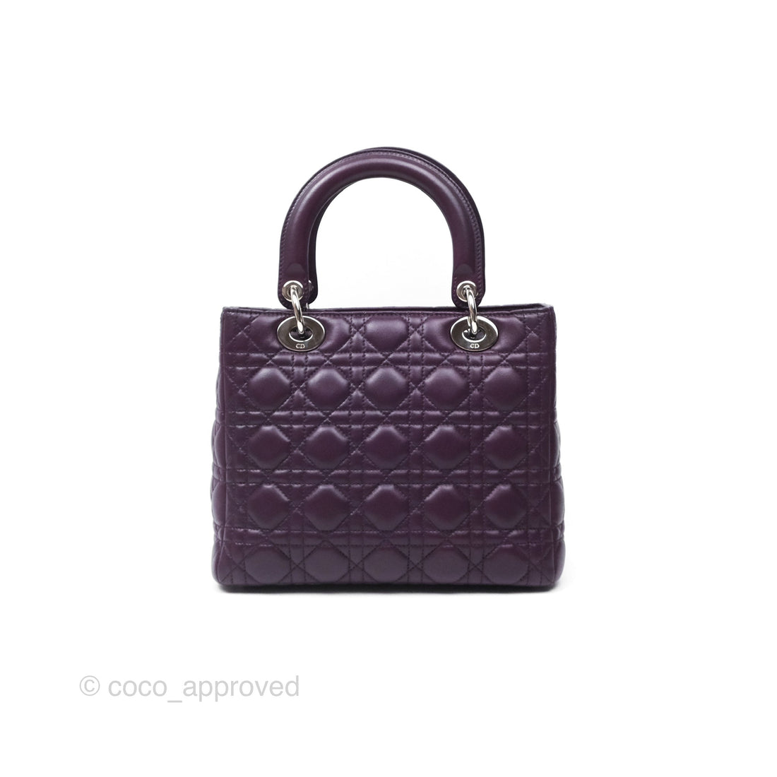 Christian Dior Medium Lady Dior Dark Purple Lambskin Silver Hardware