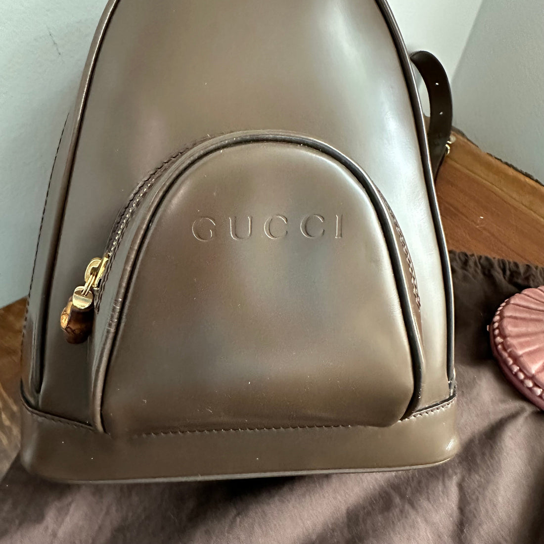 The Loon -Orvis bags Gucci Sling/Backpack in Brown Patent Leather