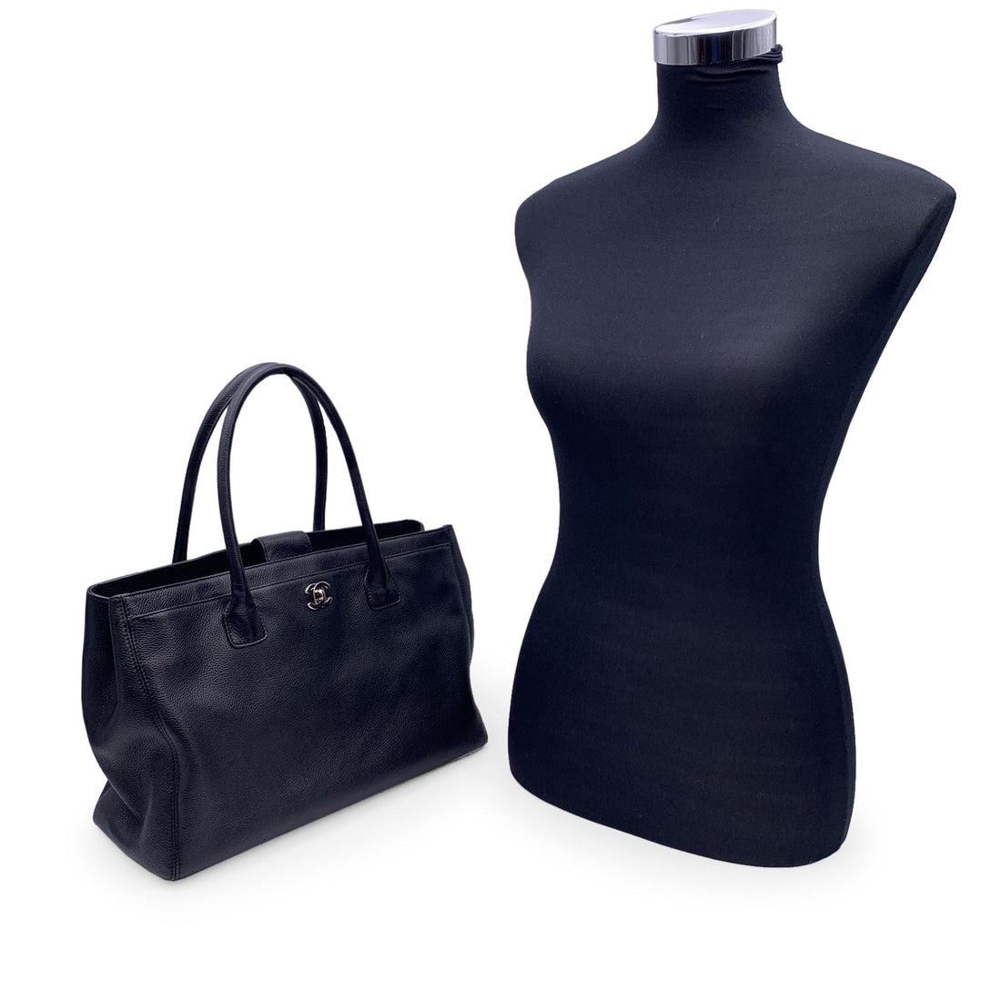 Top Quality Chanel Black Pebbled Leather Executive Tote Bag Handbag 2000S