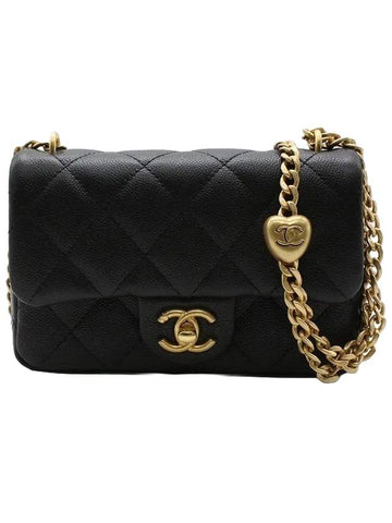 Calfskin Mini Flap Shoulder Bag Black Chanel