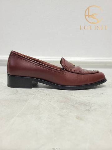 d luxury goods Lewis IT 37 Brown gold CC logo moccasin loafers Chanel