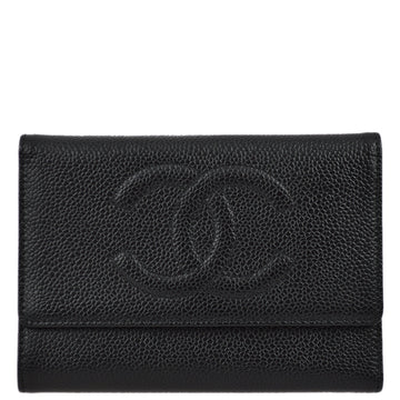 Top Quality Chanel 2005-2006 Black Caviar Timeless Trifold Wallet