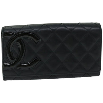 Top Quality Chanel Cambon Line Long Wallet Leather Black CC Auth 67567