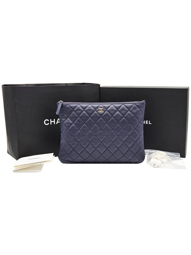 Top Quality Chanel A82545 Navy Caviar Gold Classic New Medium Clutch Chanel