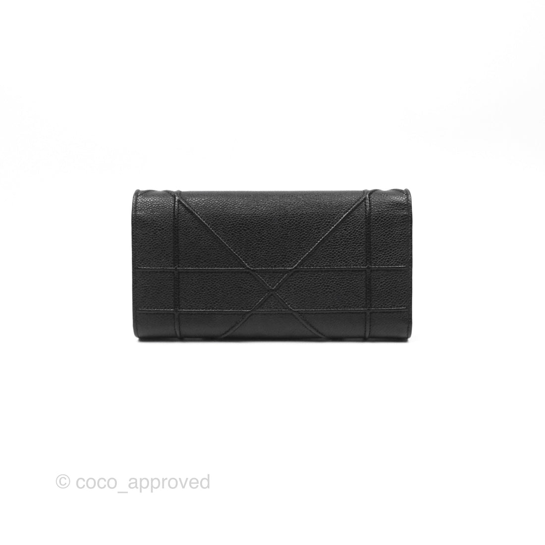 Christian Dior Diorama Croisiere Chain Wallet Black Grained Calfskin Gold Hardware
