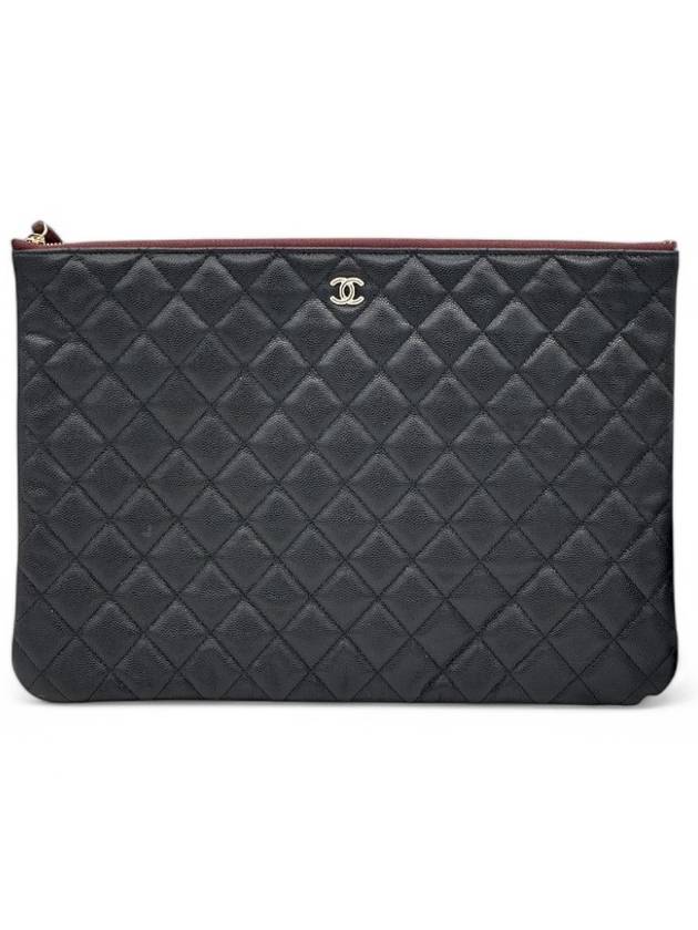 Classic Gold Hardware Caviar Large Calfskin Clutch Bag Black Chanel