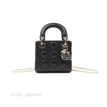 Christian Dior Mini Lady Dior Black Lambskin Gold Hardware