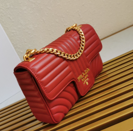Prada Diagramme Medium Leather Bag Red