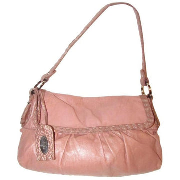 Fendi Selleria Chef Style Purse Metallic Pink Leather Shoulder Bag