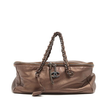 New 1:1 Rep Top Quality Chanel Coco Leather Chain Shoulder Bag Brown Silver G