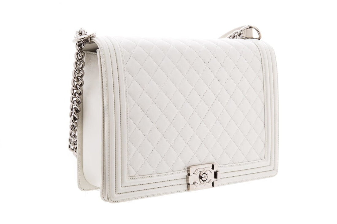 Chanel 2012 Limited Edition Iridescent White XL Boybag