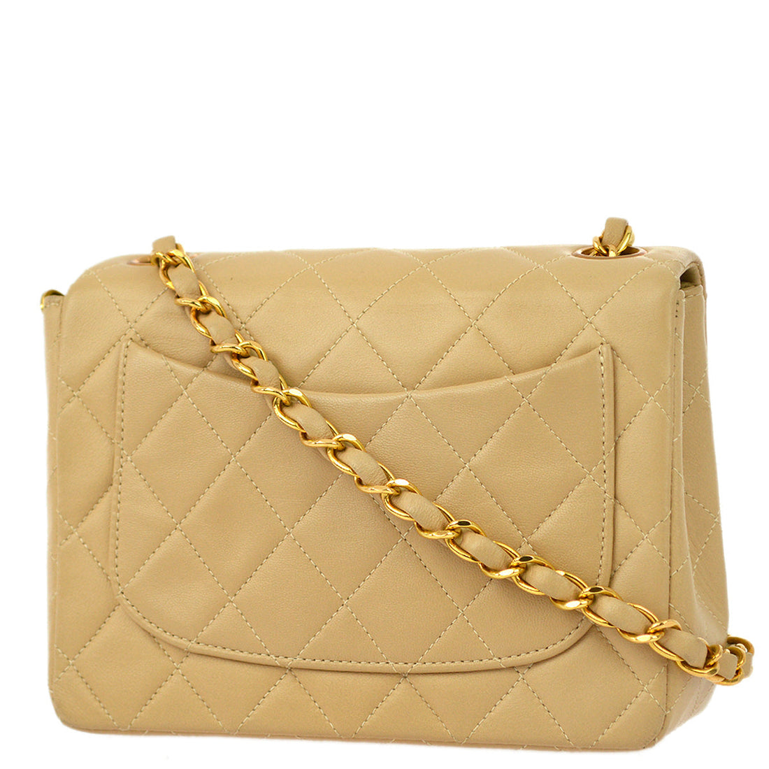 New 1:1 Rep Top Quality Chanel * Beige Lambskin Mini Classic Square Flap Shoulder Bag 17