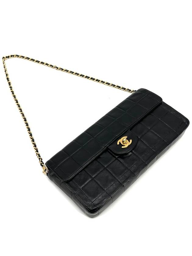 Lambskin chocolate bar baguette shoulder bag Chanel