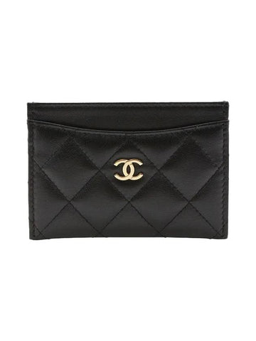 Classic Gold CC Logo Lambskin Card Holder Black Chanel