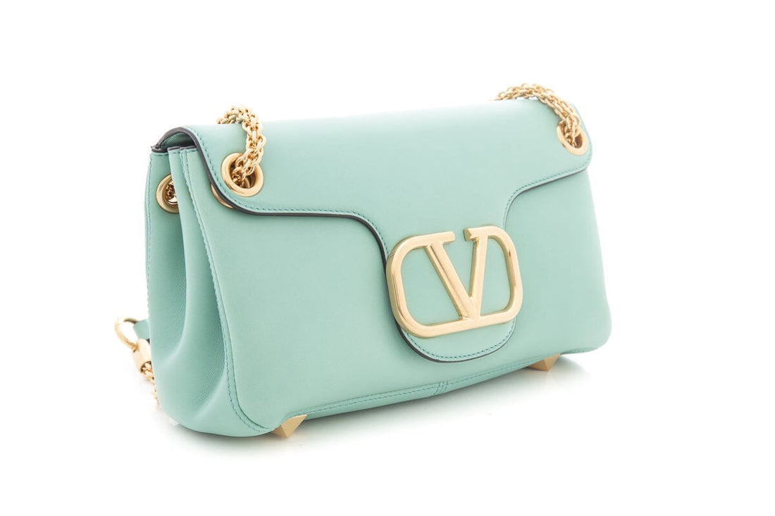 Valentino Stut Sign Shoulder Handbag in Mint leather Leather