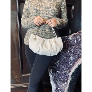 Top Quality Chanel  White Python CC Chain Hobo Bag